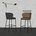 Stylish Modern Bar Stools Gray and Brown Upholstered with POLIFORM Metal Frame