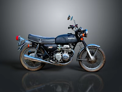 Vintage Black Motorcycle Featuring Chrome Accents Classic Design And Shiny Exhaust 3d model
