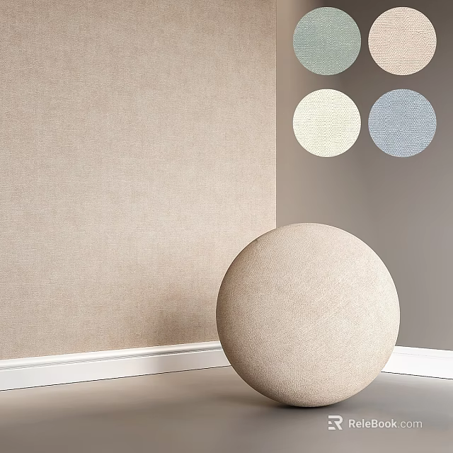 Colorful Circular Components Including Beige Sphere and Four Different Colored Discs on Beige Gray Walls 3d model 