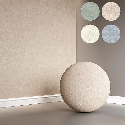 Colorful Circular Components Including Beige Sphere and Four Different Colored Discs on Beige Gray Walls 3d model