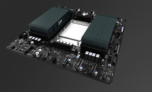 Modern Computer Motherboard Circuit Board 3d model