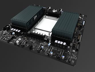 Modern Computer Motherboard Circuit Board 3d model