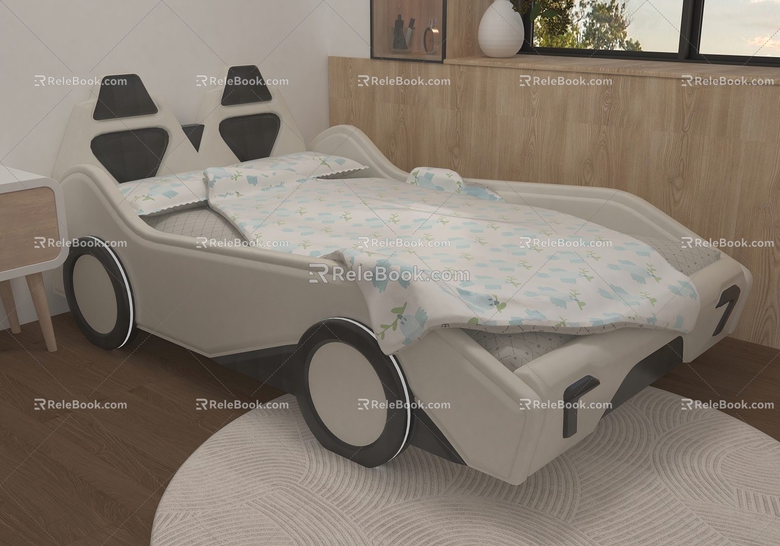 Children's bed creative bed car 3d model