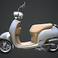 Modern Silver Scooter With Beige Seat Sleek Design And Side Mirrors