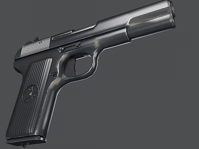 Black Semi Automatic Handgun With Metal Body And Textured Grip Design 3d model