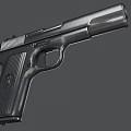 Black Semi Automatic Handgun With Metal Body And Textured Grip Design