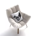 Light Gray Single Sofa with Geometric Pattern Cushion and Wooden Legs Modern Design