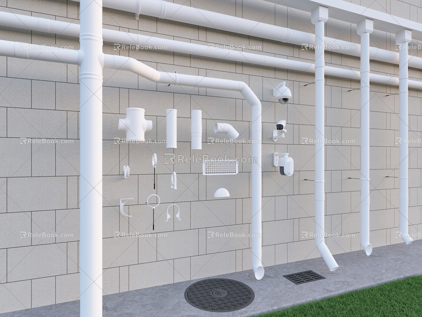 Modern water pipe sewer pipe water pipe drain pipe 3d model