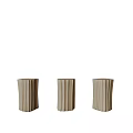 Three Beige Wooden Stools With Vertical Stripes Simple Design For Home Decor