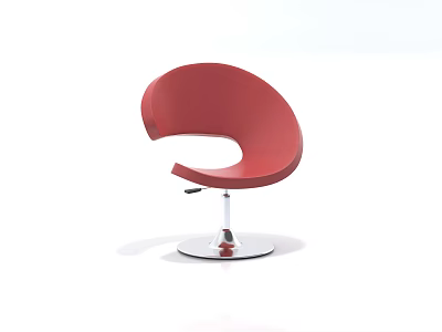 Modern Red Office Chair With Curved Design And Silver Metal Swivel Base 3d model