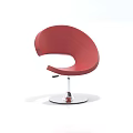 Modern Red Office Chair With Curved Design And Silver Metal Swivel Base