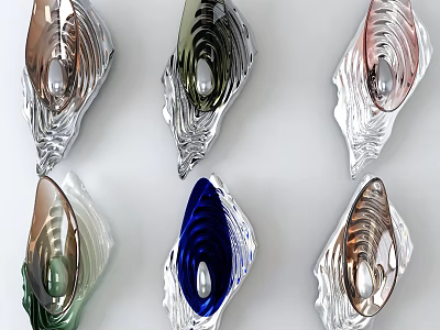 Modern Multicolored Abstract Glass Sculptural Wall Decorations For Home Interior 3d model