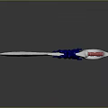 Unique Scimitar Weapon With Blue Octopus Decoration And Red Handle Design