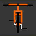 Orange Pixel Art BMX Bike With Black And White Wheels And Frame
