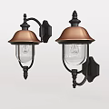 Vintage Outdoor Wall Lights With Copper Shades Black Brackets And Glass Globes