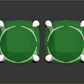 Fashion Accessories Emerald Square Cut Earrings with Silver Prongs and Shiny Surface