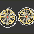Precision Mechanical Gears And Components With Gold Silver Metal Structure And Intricate Design 3d model
