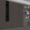 Modern Gray Wooden Bookcase Interior Design With Built-in LED Lighting And Decorative Books Ornaments