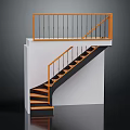 Modern Staircase Design With Wooden Handrail Black Railings And White Wall