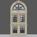 Classic Casement Windows With Decorative Stone Frames And Arched Top Design 3d model