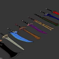 Colorful Decorative Swords With Various Designs And Unique Handle Details