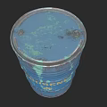 Blue Industrial Kerosene Barrel With Rusty Surface And Visible Label 3d model
