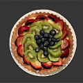 Delicious Fresh Fruit Tart Topped With Strawberries Kiwi And Blueberries