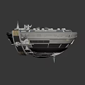 Circular Space Station 3D Model Structure With Antennas And Platform Components
