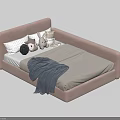 Cozy Pink Upholstered Kids Bed With Gray Sheet Blanket Polka Dot Pillow And Stuffed Toys