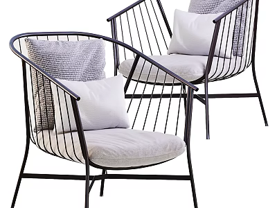 Modern Outdoor Chairs Featuring Metal Frame and Soft Cushions for Outdoor Spaces 3d model