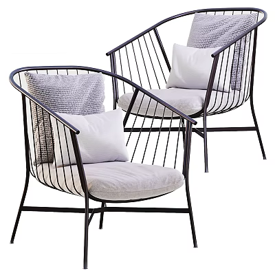 Modern Outdoor Chairs Featuring Metal Frame and Soft Cushions for Outdoor Spaces 3d model