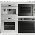 Modern Silver And Black Kitchen Appliances Including Coffee Machine Microwave And Oven 3d model