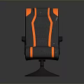 Gray and Orange Striped Fabric Office Chair with Swivel Base and Armrests