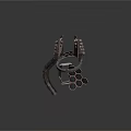 Intricate Mechanical Weapon With Metal Structure Hexagonal Components And Ring Design