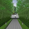 Modern Sales Office Building With Surrounding Greenery Water Feature And Parking Area