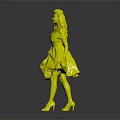 Red Haired Woman In Off Shoulder Leopard Print Skirt With High Heels Standing Gracefully