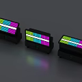 Stage Lighting Equipment With Three Units Colorful LED Strips And Black Bases
