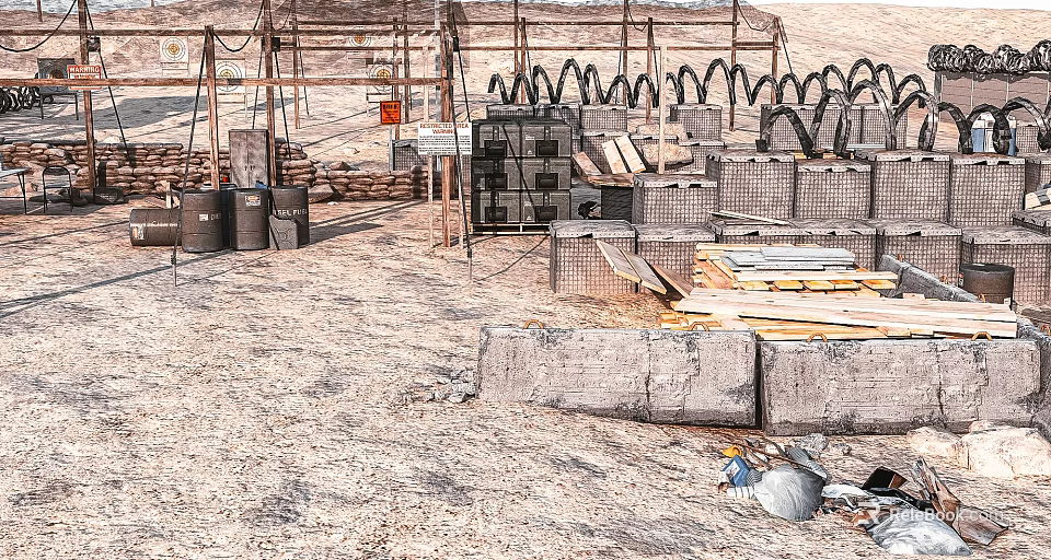 Other Construction Site With Concrete Blocks Wooden Planks And Metal Structures 3d model 