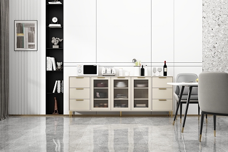 Modern Guest Restaurant Sideboard Glass Side Cabinet 3d model