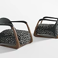 Modern Single Sofa With Black And White Leopard Print Cushion Wooden Frame And Black Armrests