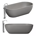 Modern Gray Freestanding Bathtub Design With Sleek Surface And Chrome Faucet
