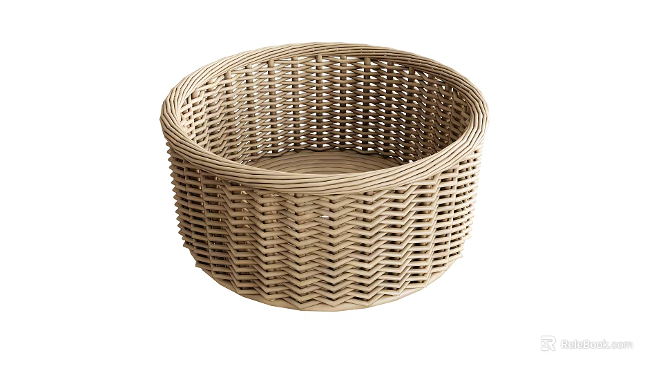 Woven Natural Round Storage Basket For Home Organizing And Decorative Use 3d model 