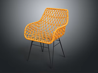 Modern Orange Woven Leisure Chair With Ergonomic Backrest And Metal Legs 3d model