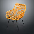 Modern Orange Woven Leisure Chair With Ergonomic Backrest And Metal Legs