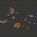 Assorted Daily Household Items Including Wooden Bucket Bowls Metal Tools Plates Spoons and Cutting Board