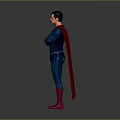 Superman Game Movie Character 3D Design Standing with Blue Suit Red Cape Iconic S Symbol