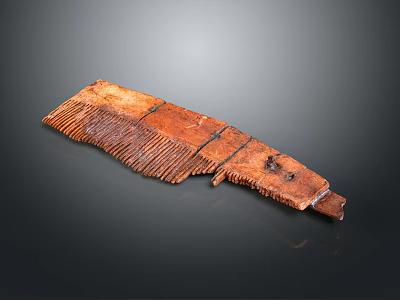 Vintage Handcrafted Wooden Comb With Natural Texture And Smooth Teeth Design 3d model