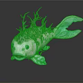 Artistic Spotted Fish with White Light Green Body and Decorative Plants on Head