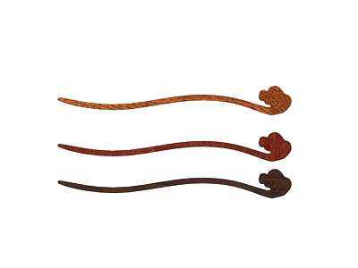 Elegant Traditional Hairpin Jewelry Set with Brown Maroon and Dark Brown Wooden Designs 3d model