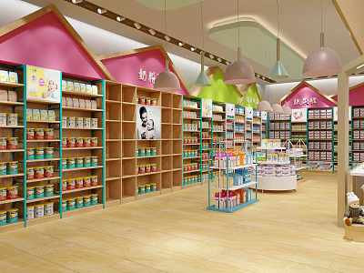 Vibrant Specialty Store Interior With Shelves Stocked Full Of Products And Decorative Pendant Lights 3d model